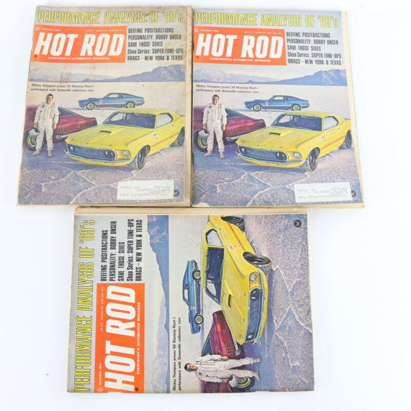 Lot Of 6 Hot Rod Performance Analysis '69s October 1968 Vintage Car Magazines