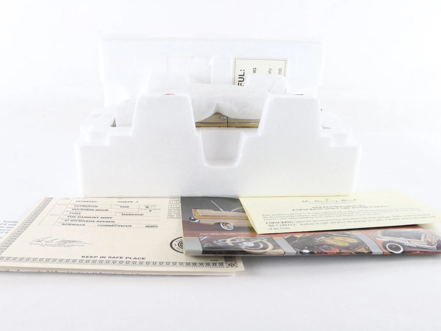 1958 Plymouth Fury Hardtop Buckskin Beige Danbury Mint 1:24 Diecast Model