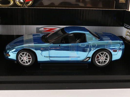 2003 Corvette Z06 Blue Chrome 50 Anniversary ERTL 1:18 Diecast 1 Of 500 29404PB