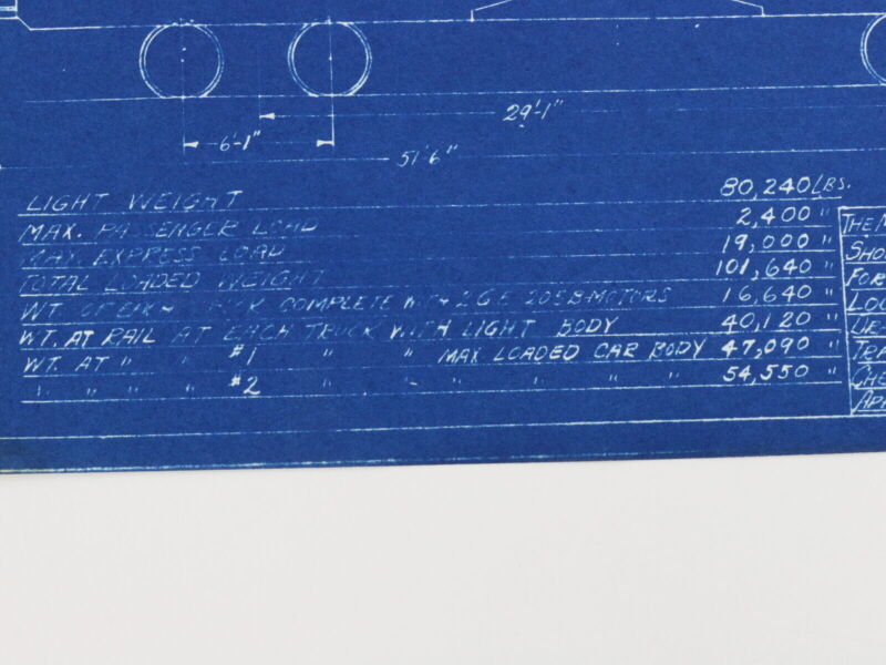 Milwaukee Electric Weight Data Light Loaded Combo Cars M17 Blueprint 1933 11"