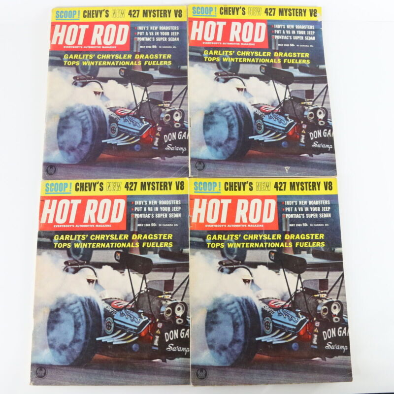 Lot Of 4 Hot Rod 427 Mystery V8 Garlits Dragster May 1963 Vintage Car Magazines