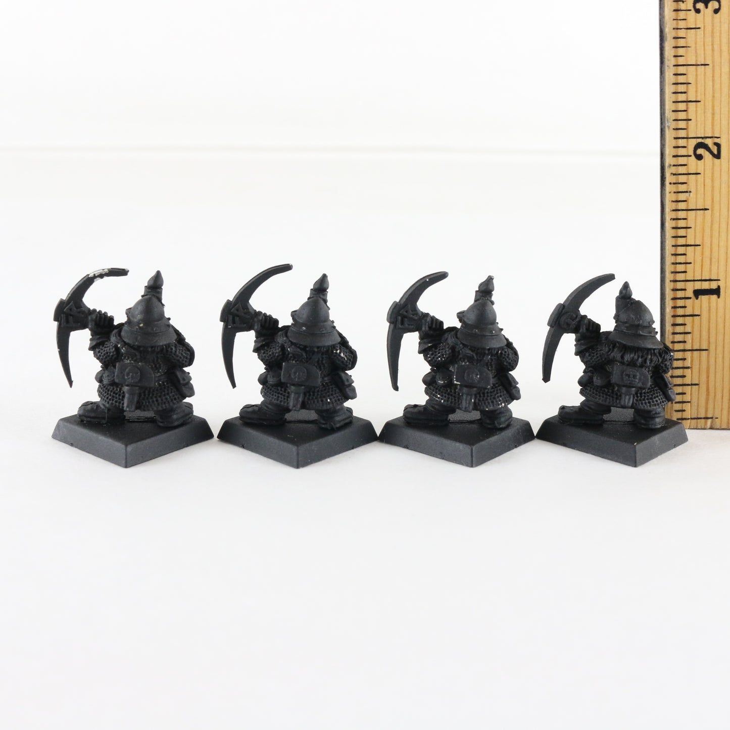 Lot Of 4 Dwarf Miners Citadel Warhammer 8044/2 Black Painted Metal Figures