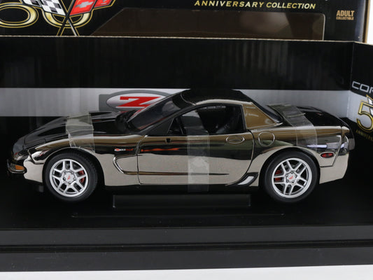 2003 Chevy Corvette Z06 50th Anniversary Silver Chrome ERTL 1:18 Diecast 29404p