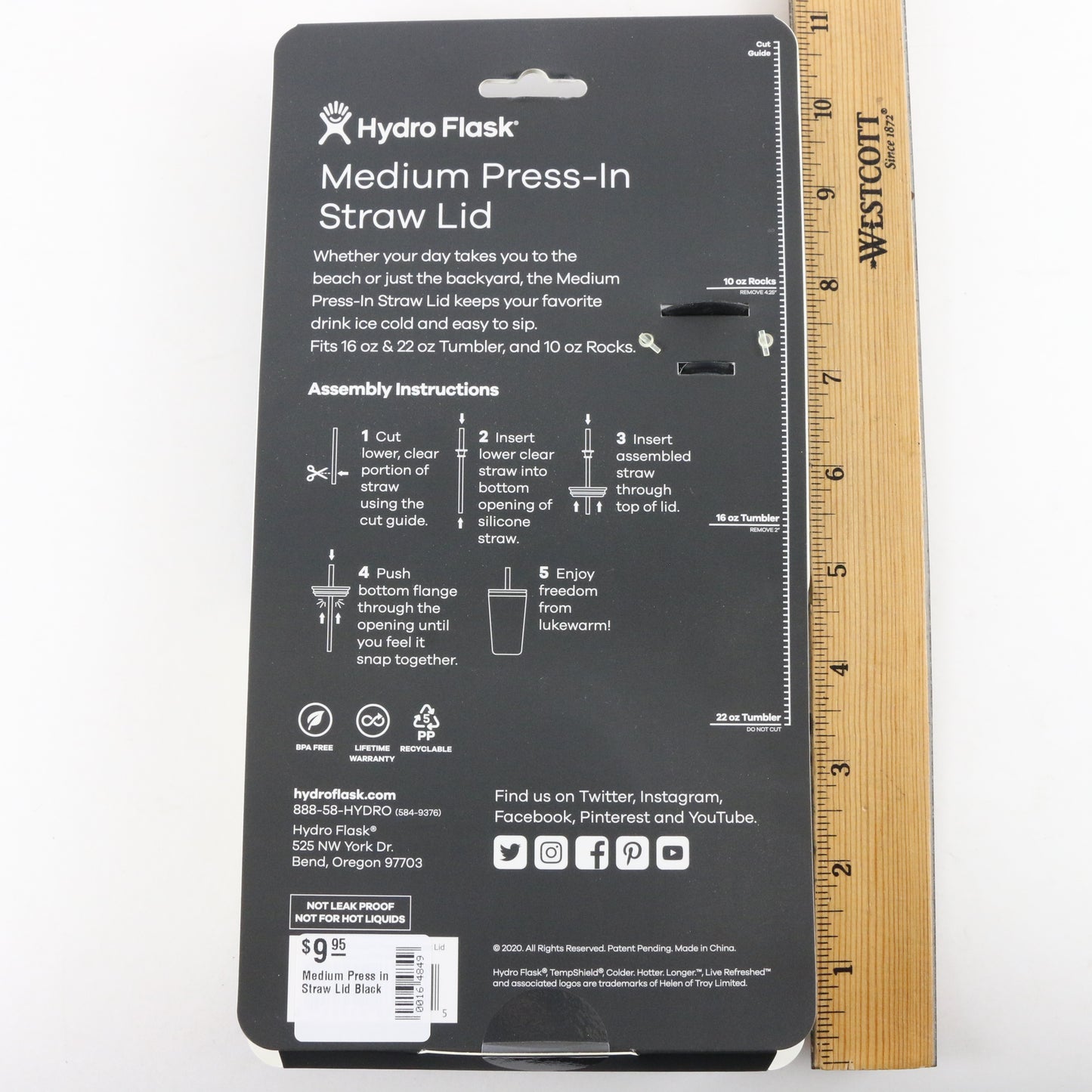 Hydro Flask Medium Press-in Straw Lid Water Bottle Tumbler Accessory