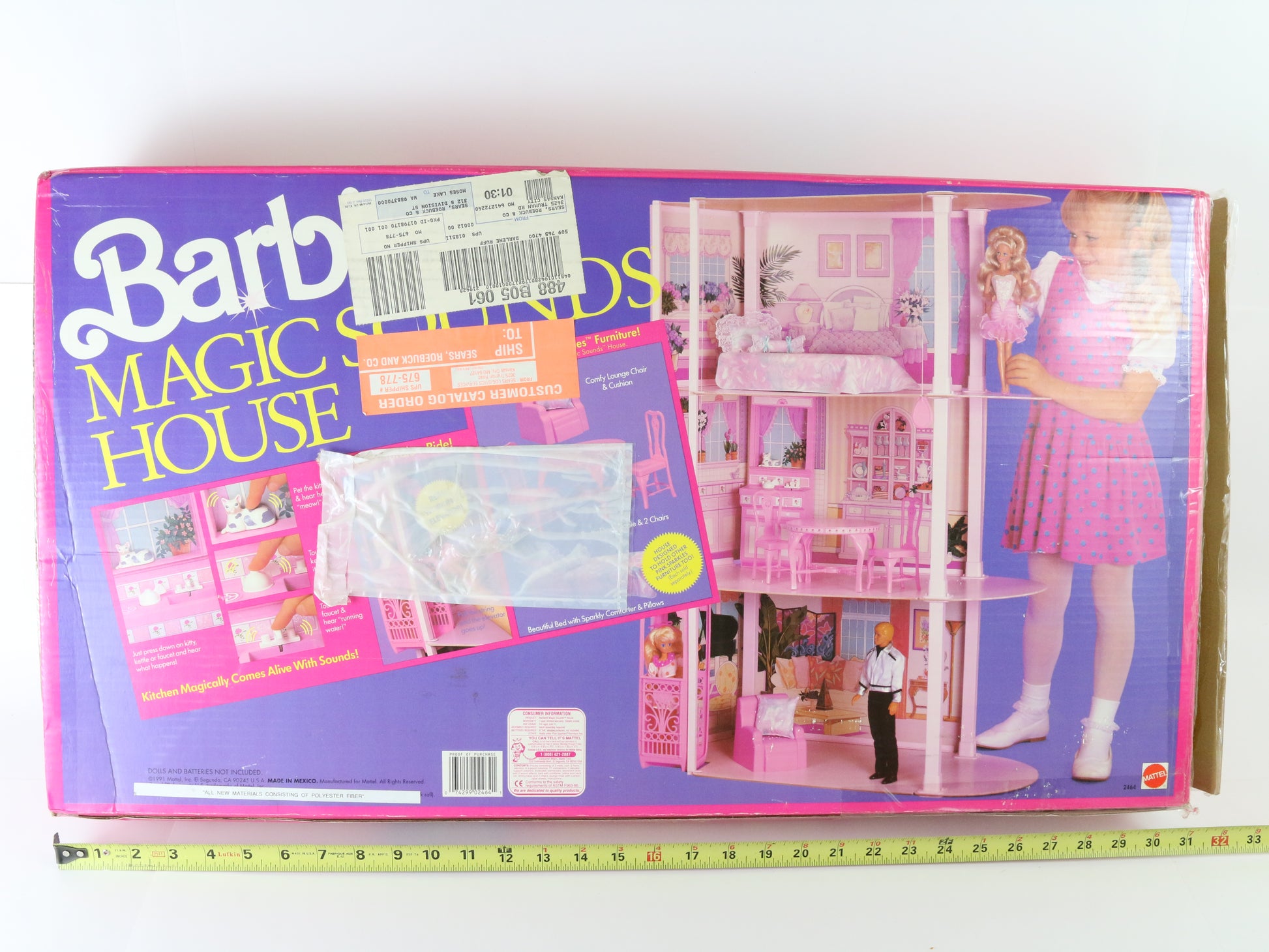 Barbie Magic Sounds House Pink Sparkles Furniture Set Mattel 2464 1991 in Box