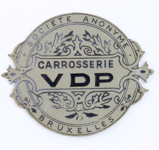 Societe Anonyme Carrosserie VDP Bruxelles 2��� Metal Antique Car Builder Plate