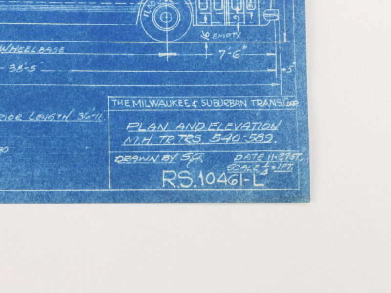 Milwaukee Suburban Plan Elevation Mh TR TRS 540-589 Trolley Blueprint 1957 11"