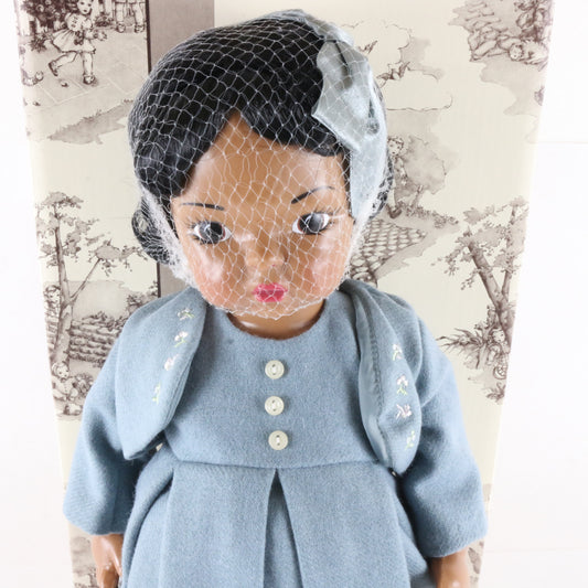 Terri Lee Bonnie Lou Sunday Best Black 16" Doll W/ Blue Dress & Extras 90023