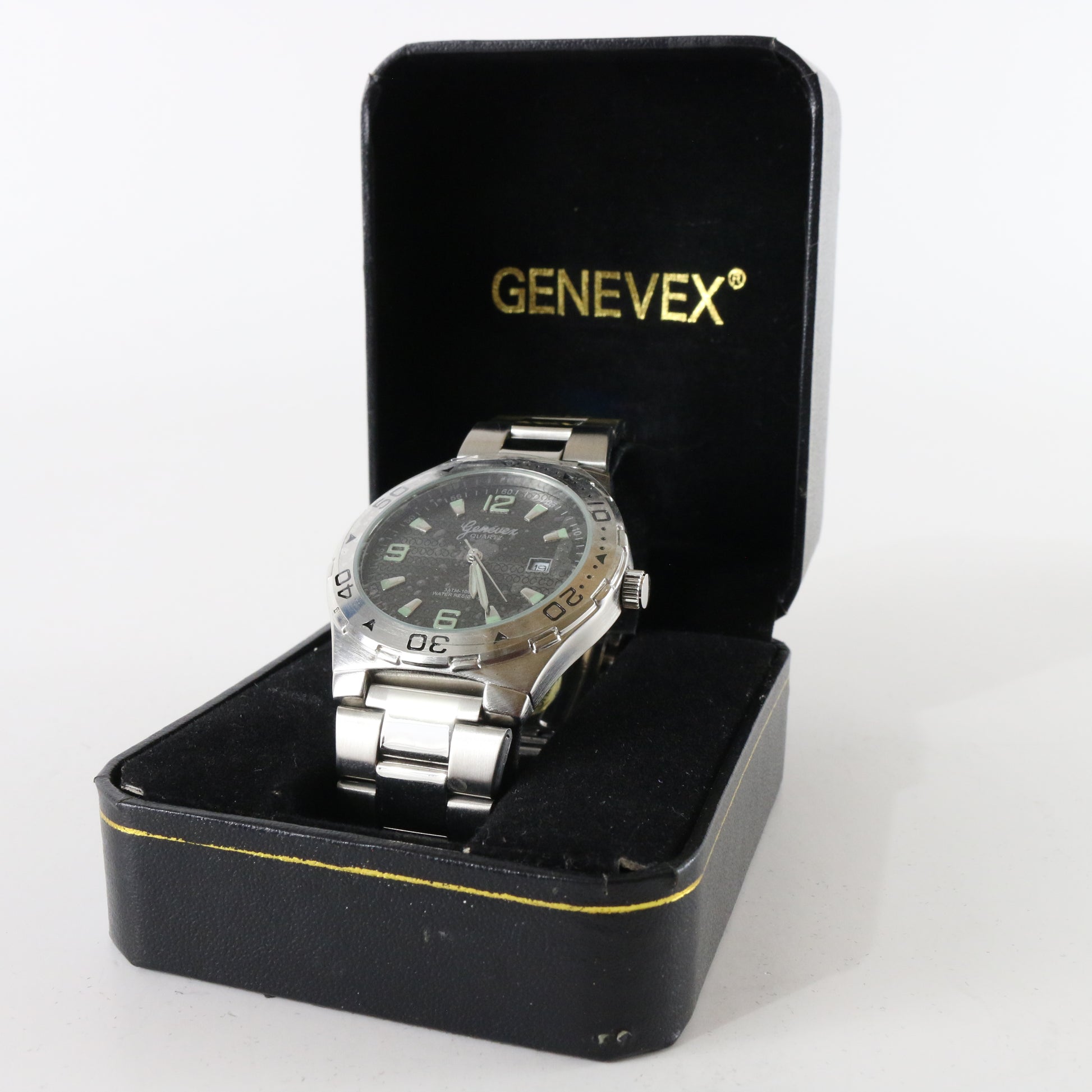 Genevex Japan Quartz Ladies Watch Stainless Steel Black Dial 3 ATM