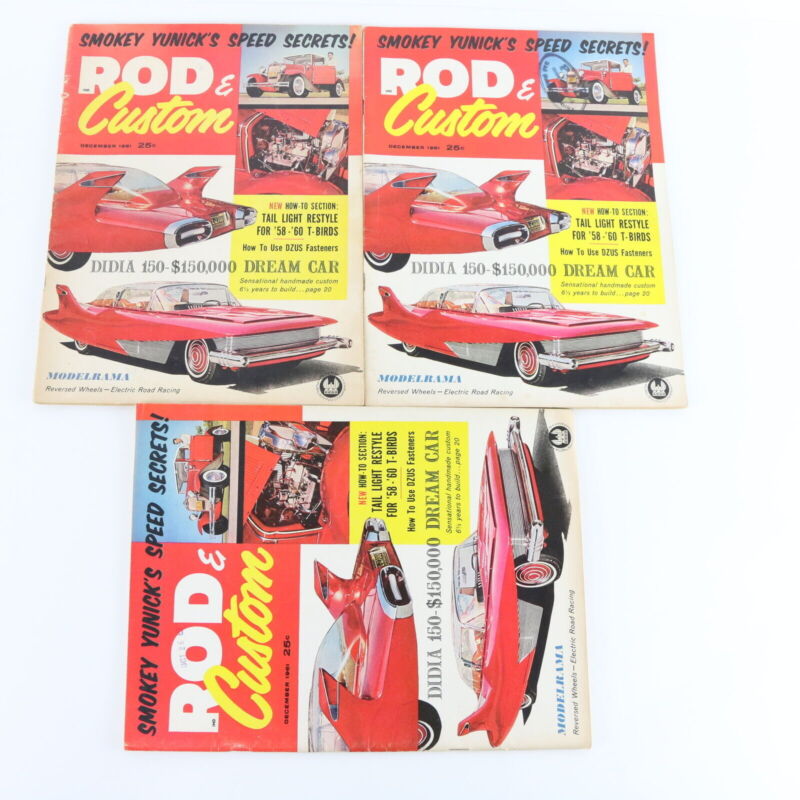 Lot Of 3 Rod & Custom Smokey Yunick Speed December 1961 Vintage Car Magazines