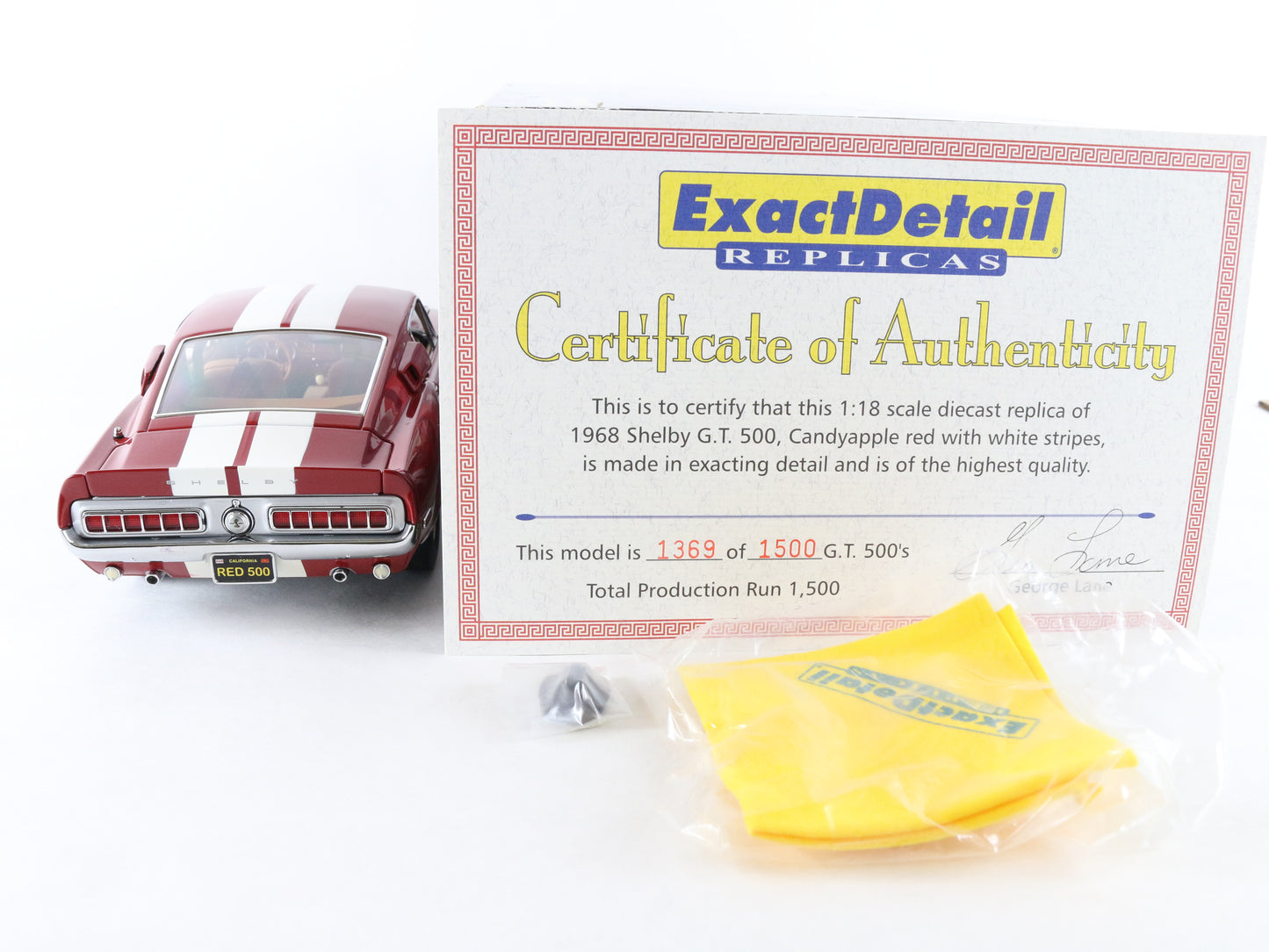 1968 Shelby GT 500 Red & White Exact Detail Replicas 1:18 Metal Model Car