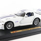 Dodge Viper Gt2 White & Blue Maisto 1:18 Diecast Model Car W/ Stand