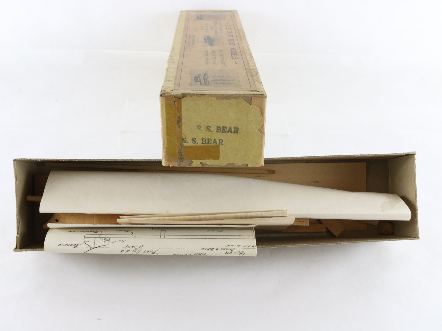 USS Bear E Z Craft Boat Models Vintage Wood Kit Steam Sailing Ship