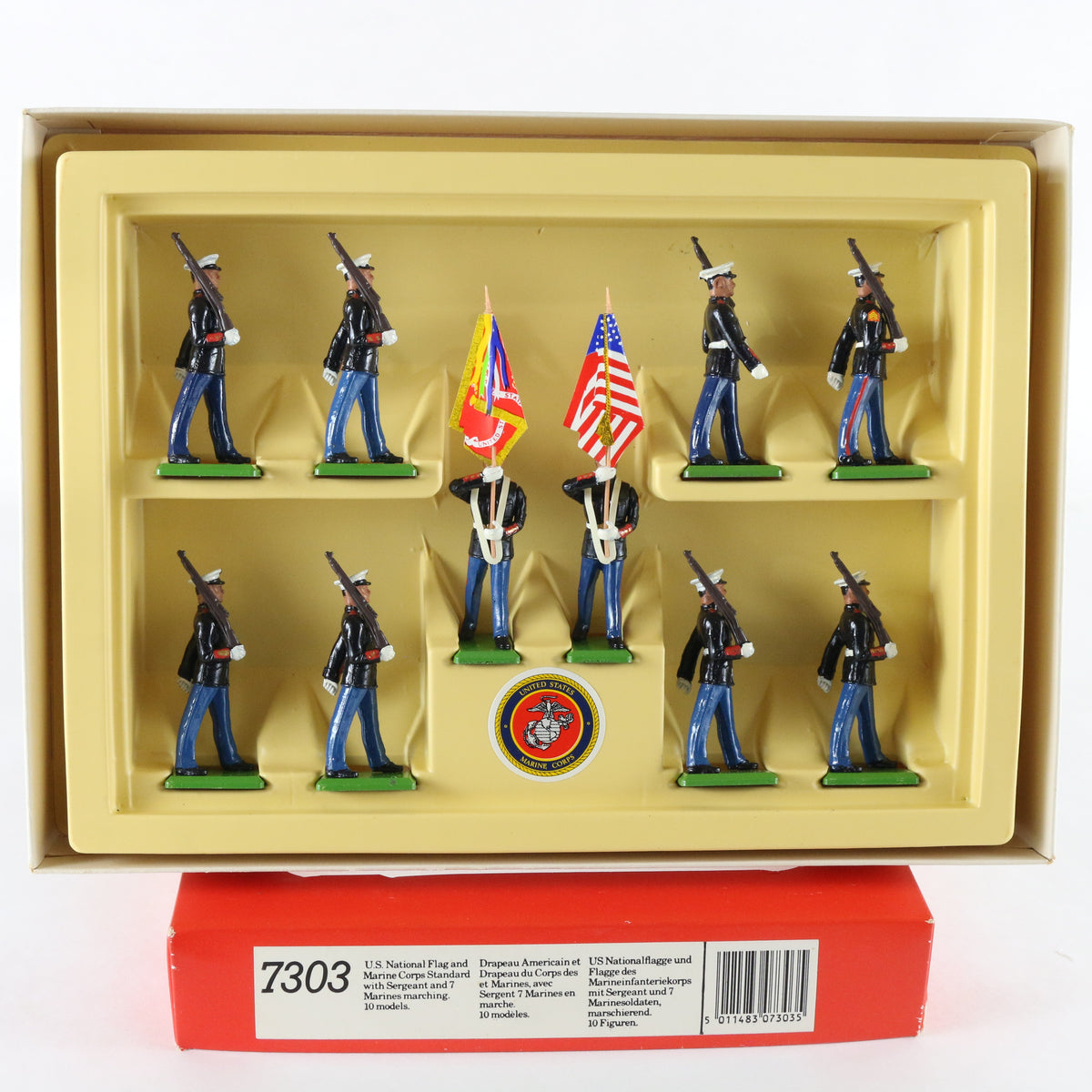 USMC National & Marine Corps Flag Standard Set Of 10 Britains 1:32 7303 Metal