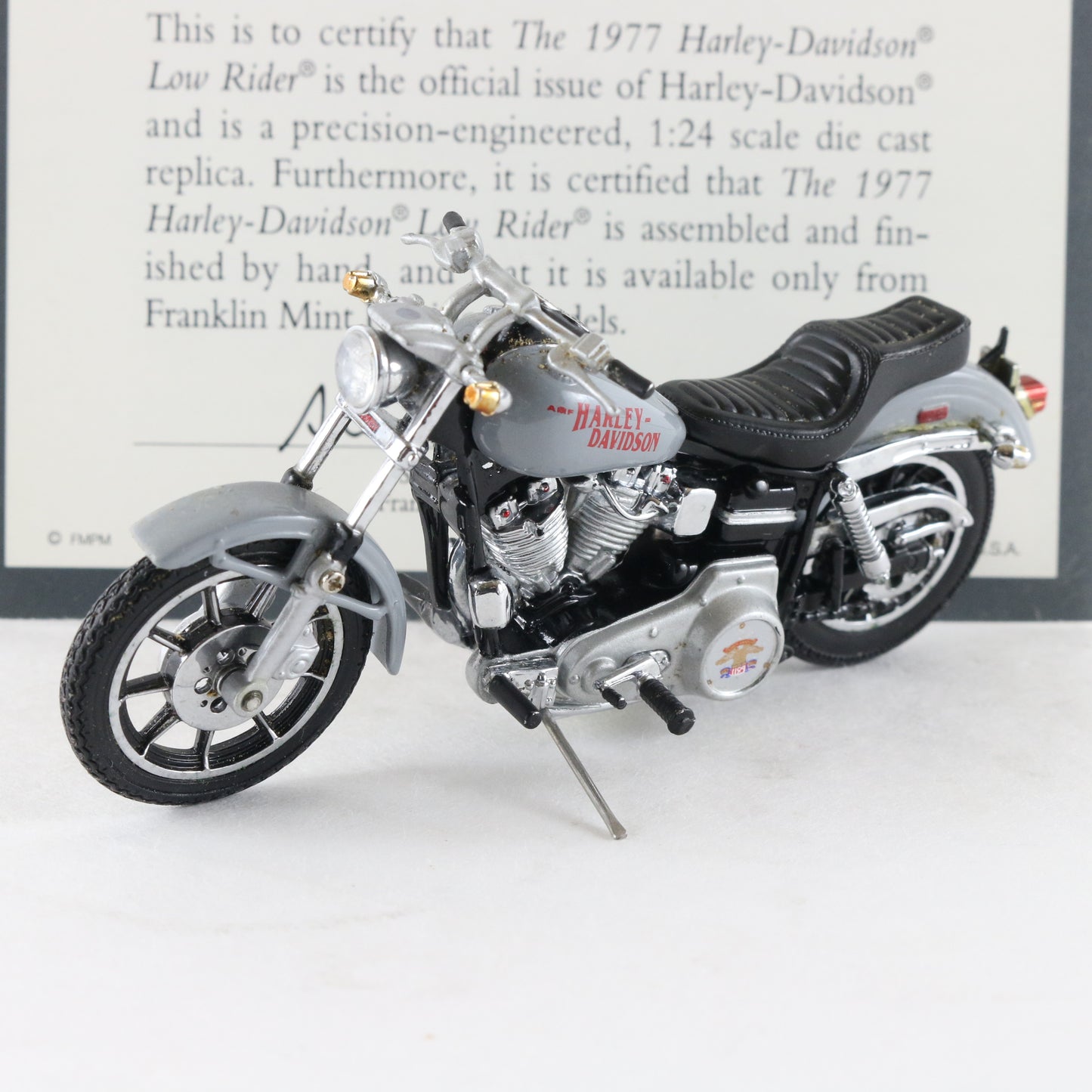 1977 Harley Davidson Low Rider Gray Franklin Mint 1:24 Diecast Model Motorcycle