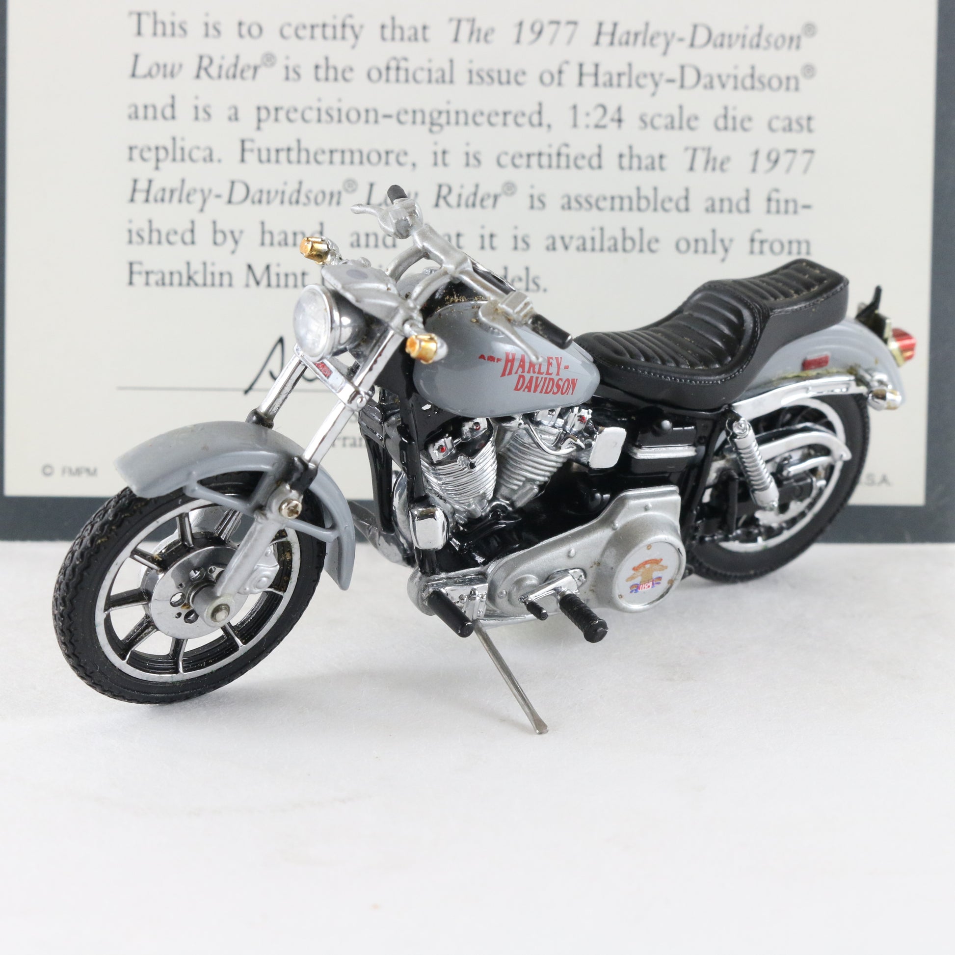 1977 Harley Davidson Low Rider Gray Franklin Mint 1:24 Diecast Model Motorcycle