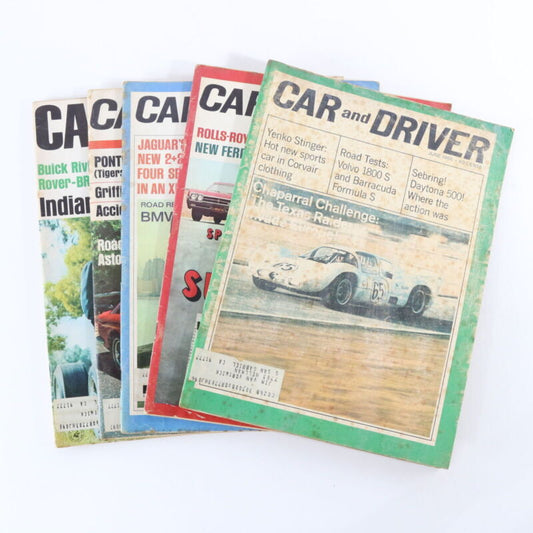 Lot Of 5 Car & Driver Mar Apr June July Aug 1966 Vintage Car Magazines