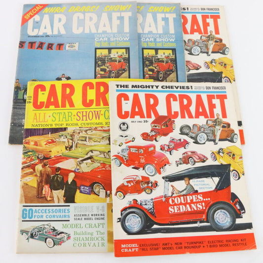 Lot Of 5 Car Craft July August & December 1962 Vintage Car Magazines