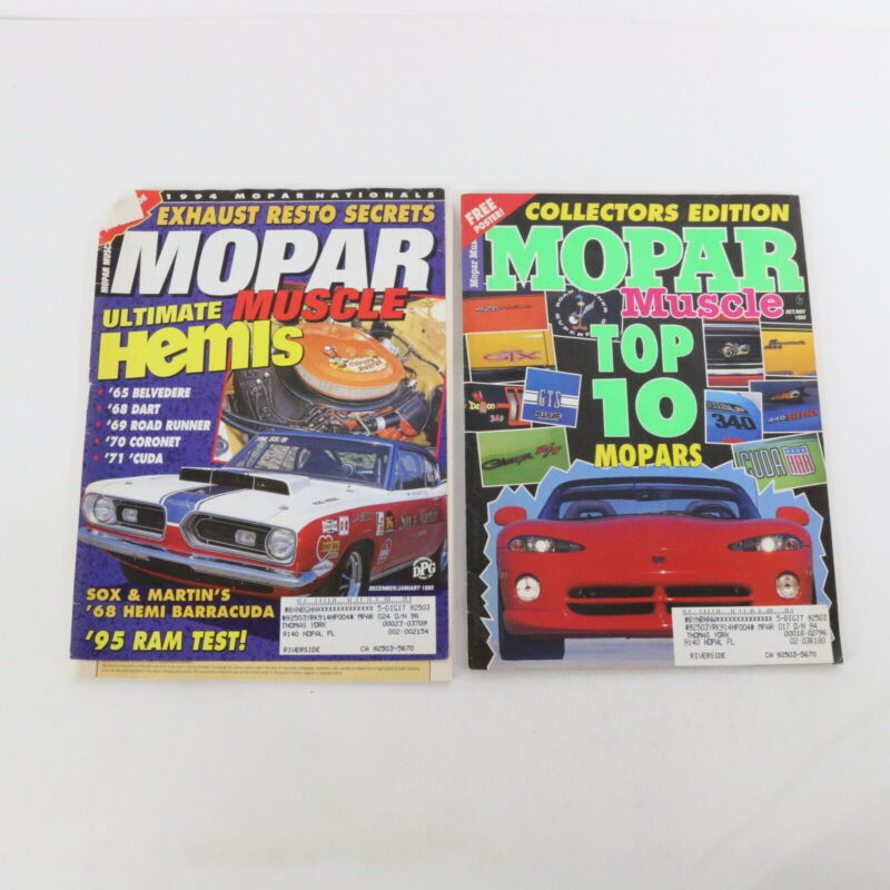 Lot Of 6 Mopar Muscle & High Performance Mopar Car Magazines 1989 1992 1993