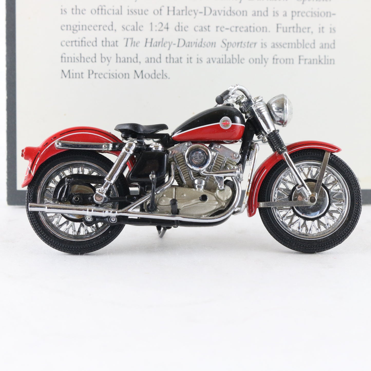 1957 Harley Davidson Sportster Red Black Franklin Mint 1:24 Model Motorcycle