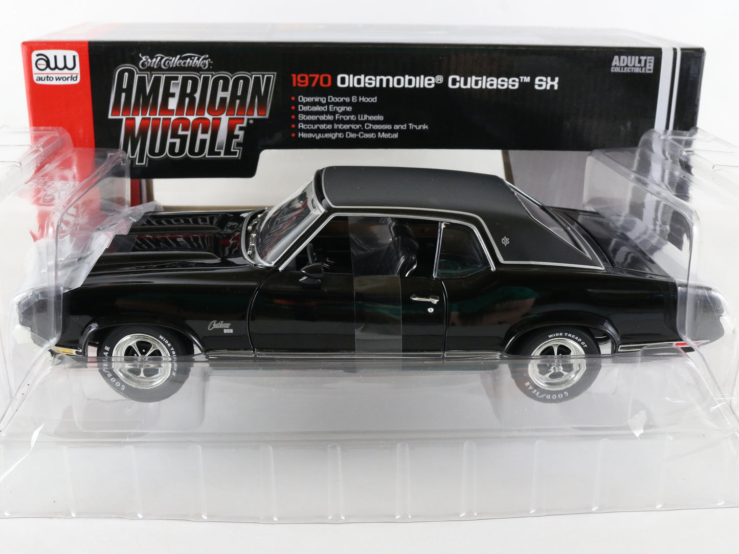 1970 Oldsmobile Cutlass SX Black Auto World ERTL 1:18 Diecast Amm977/06
