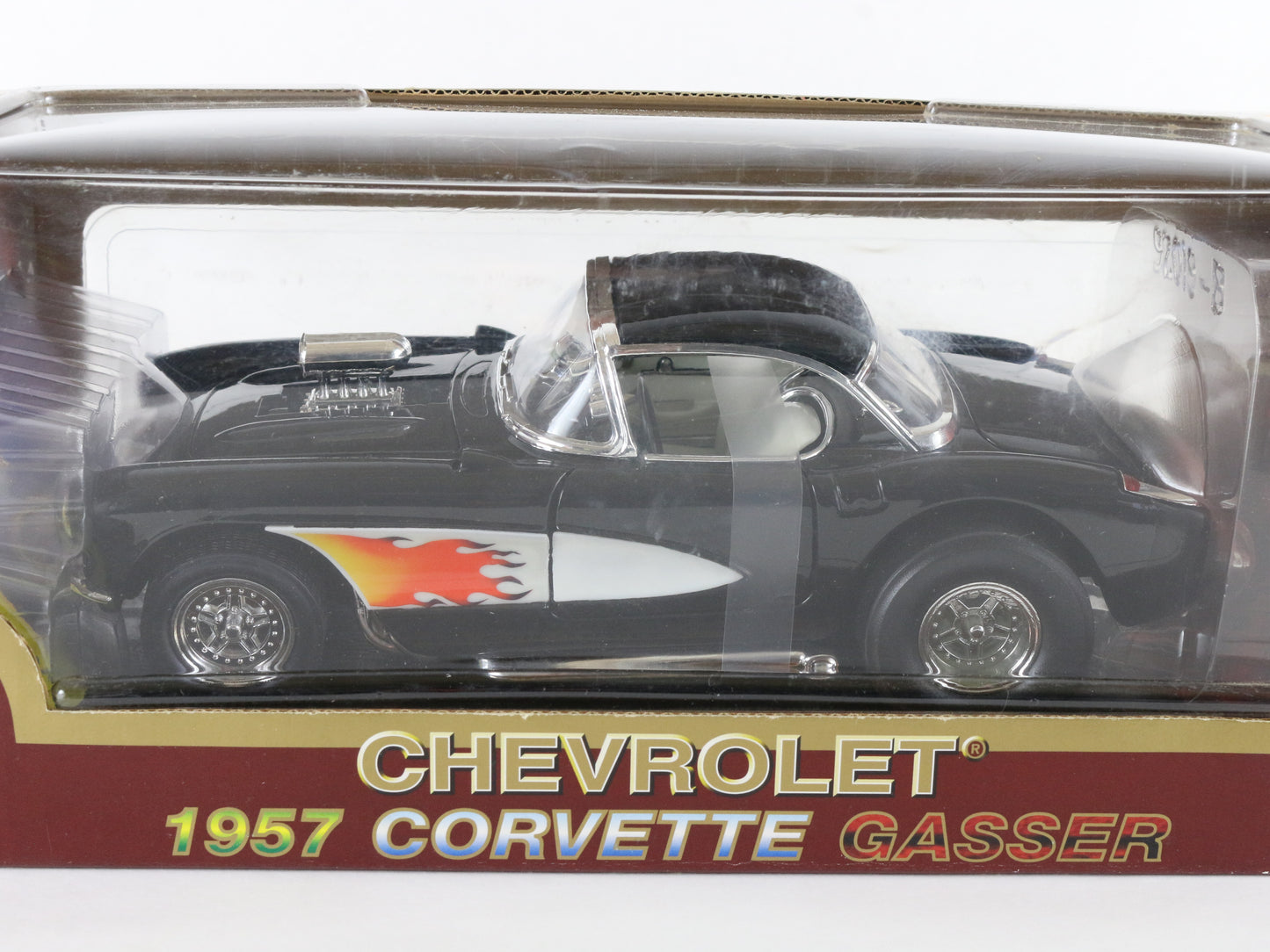 1957 Chevy Corvette Gasser Black W/ Flames Road Legends 1:18 Diecast Model 92019