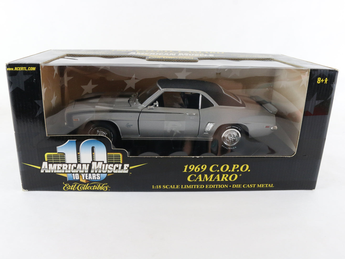 1969 Chevy Camaro COPO Silver American Muscle 10 Year ERTL 1:18 Diecast 36673