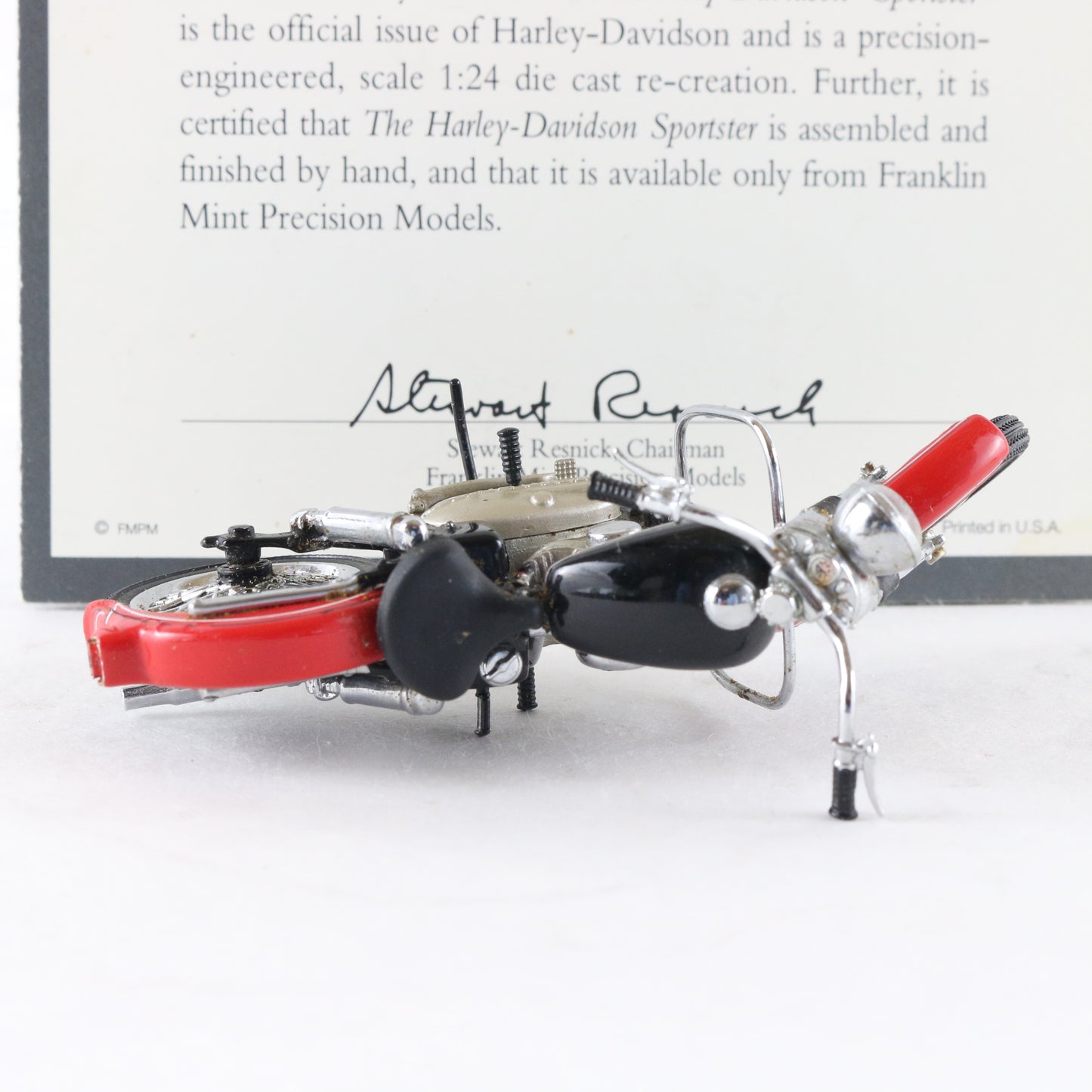 1957 Harley Davidson Sportster Red Black Franklin Mint 1:24 Model Motorcycle