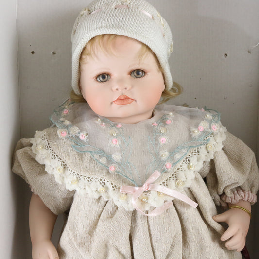 Sacha Christine Cecile Mundia Collection Linen Costume Large Porcelain Doll 18"