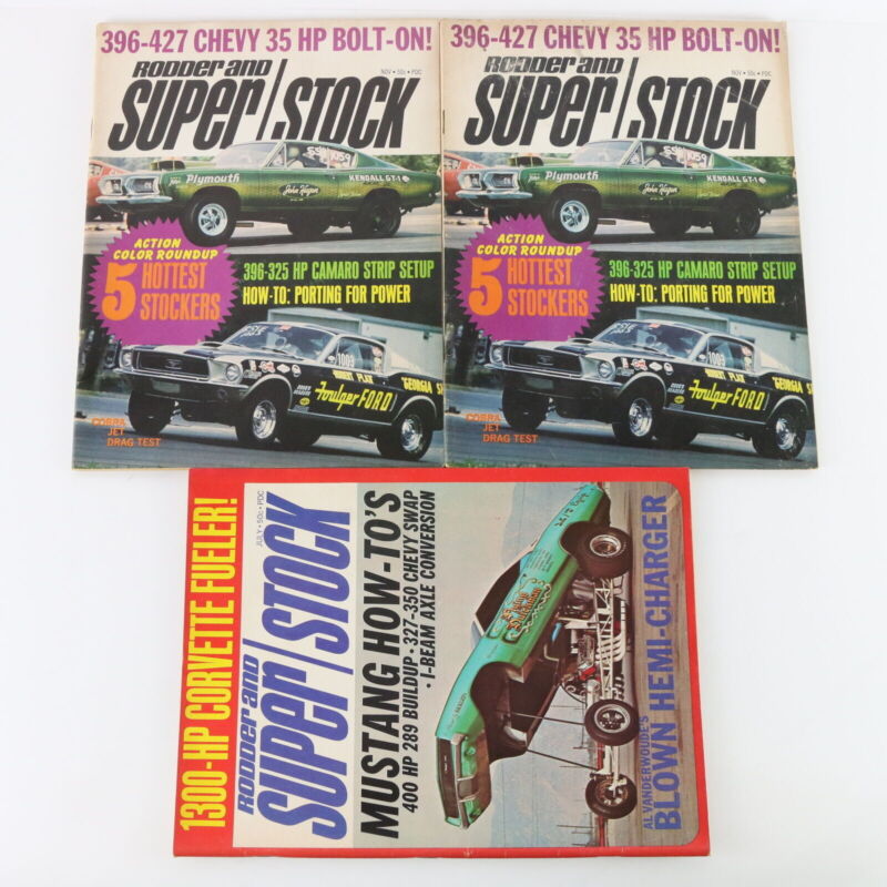 Lot Of 3 Rodder & Super Stock July & Nov 1968 Vintage Car Magazines