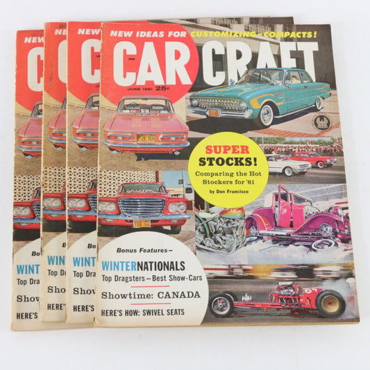 Lot Of 4 Car Craft Super Stocks June 1961 Vintage Car Magazines