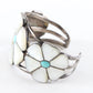 Vintage Zuni Native American Turquoise Mother Or Pearl Flower Silver Bracelet