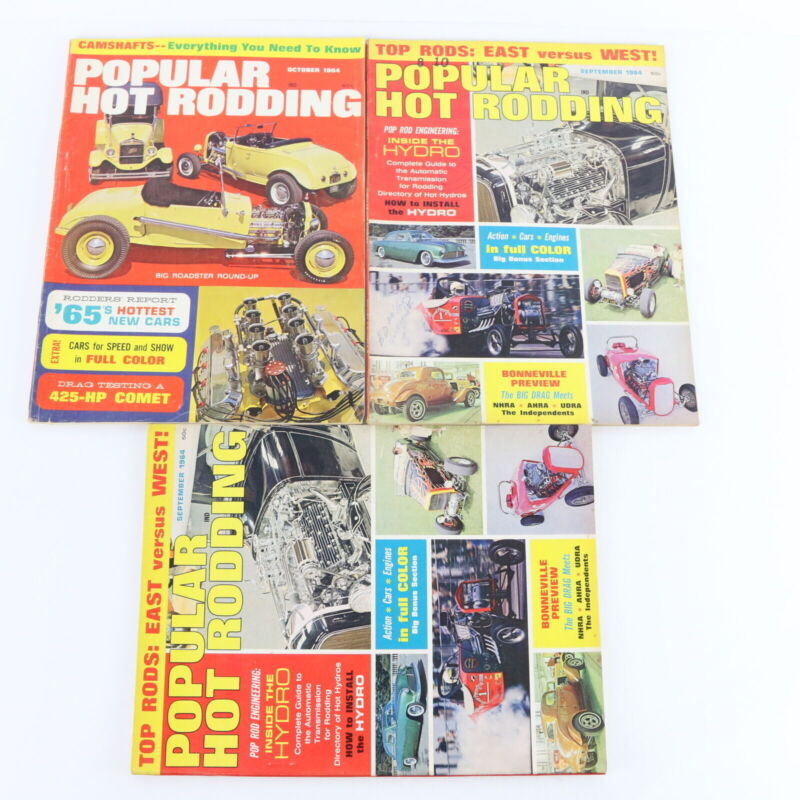 Lot Of 5 Popular Hot Rodding August September October 1964 Vintage Car Magazines