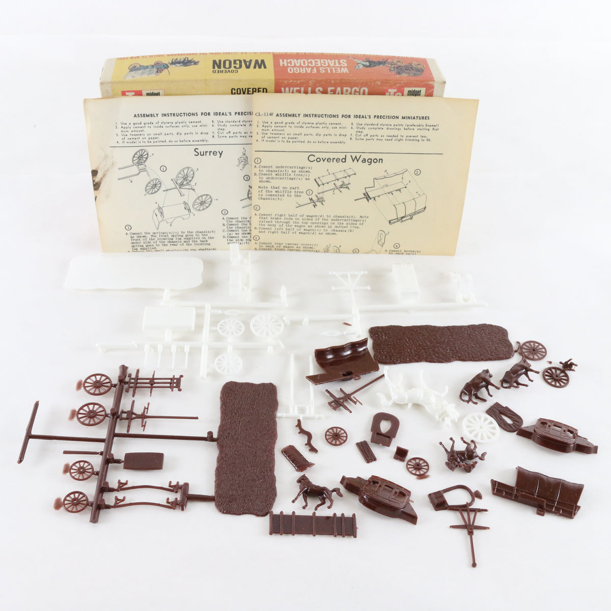 Covered Wagon & Wells Fargo Stagecoach Midget Models ITC Vintage Plastic Kit