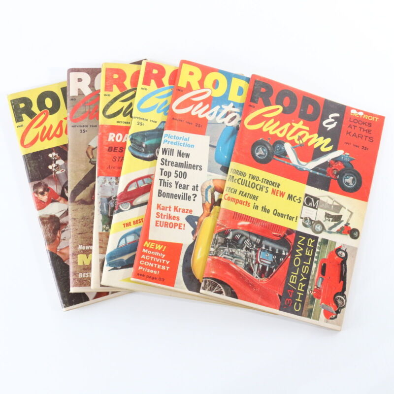 Lot Of 6 Rod & Custom July Aug Sep Oct Nov Dec 1960 Vintage Car Magazines