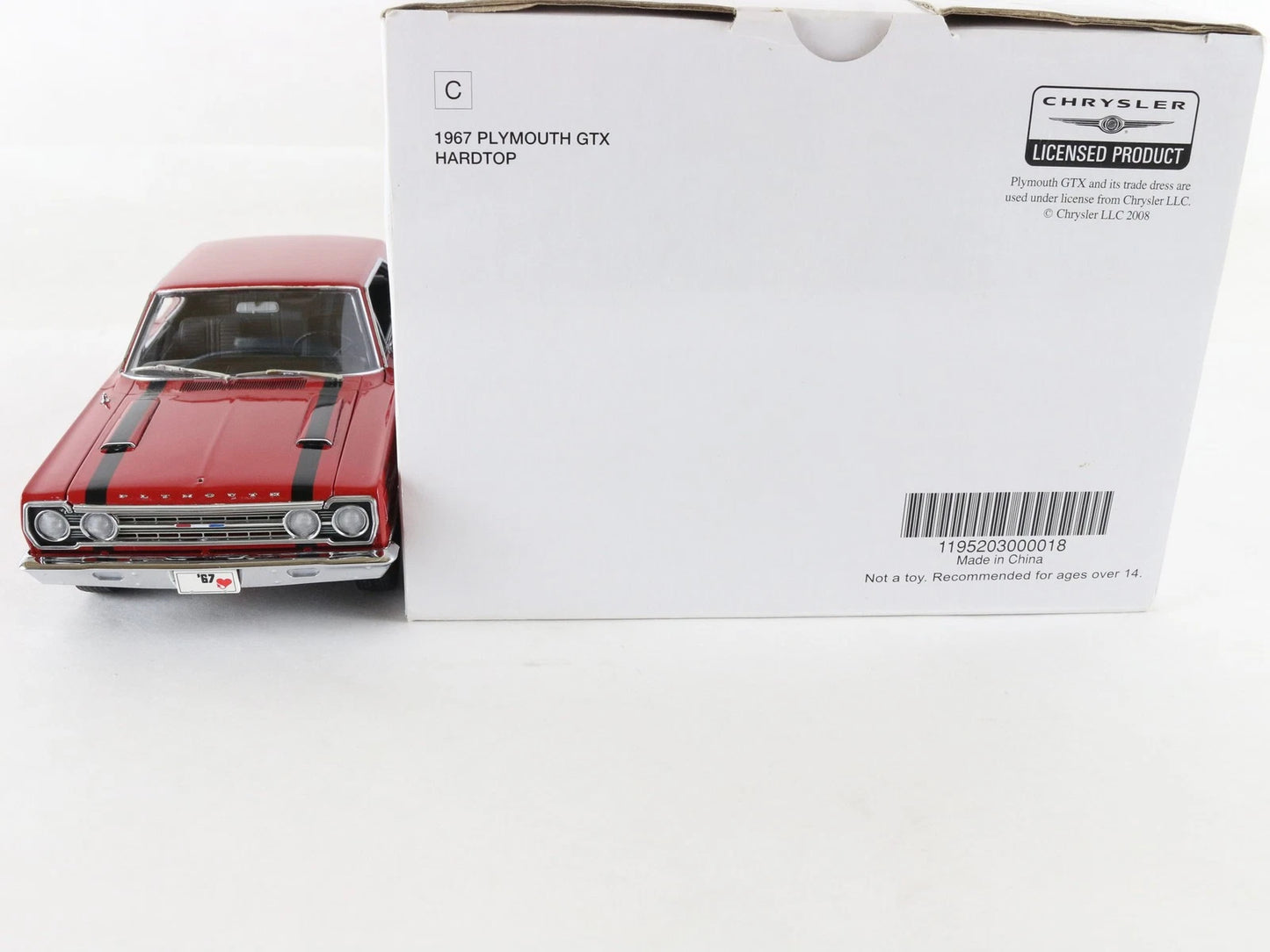 1967 Plymouth GTX Hardtop Red & Black Danbury Mint 1:24 Diecast Model Car