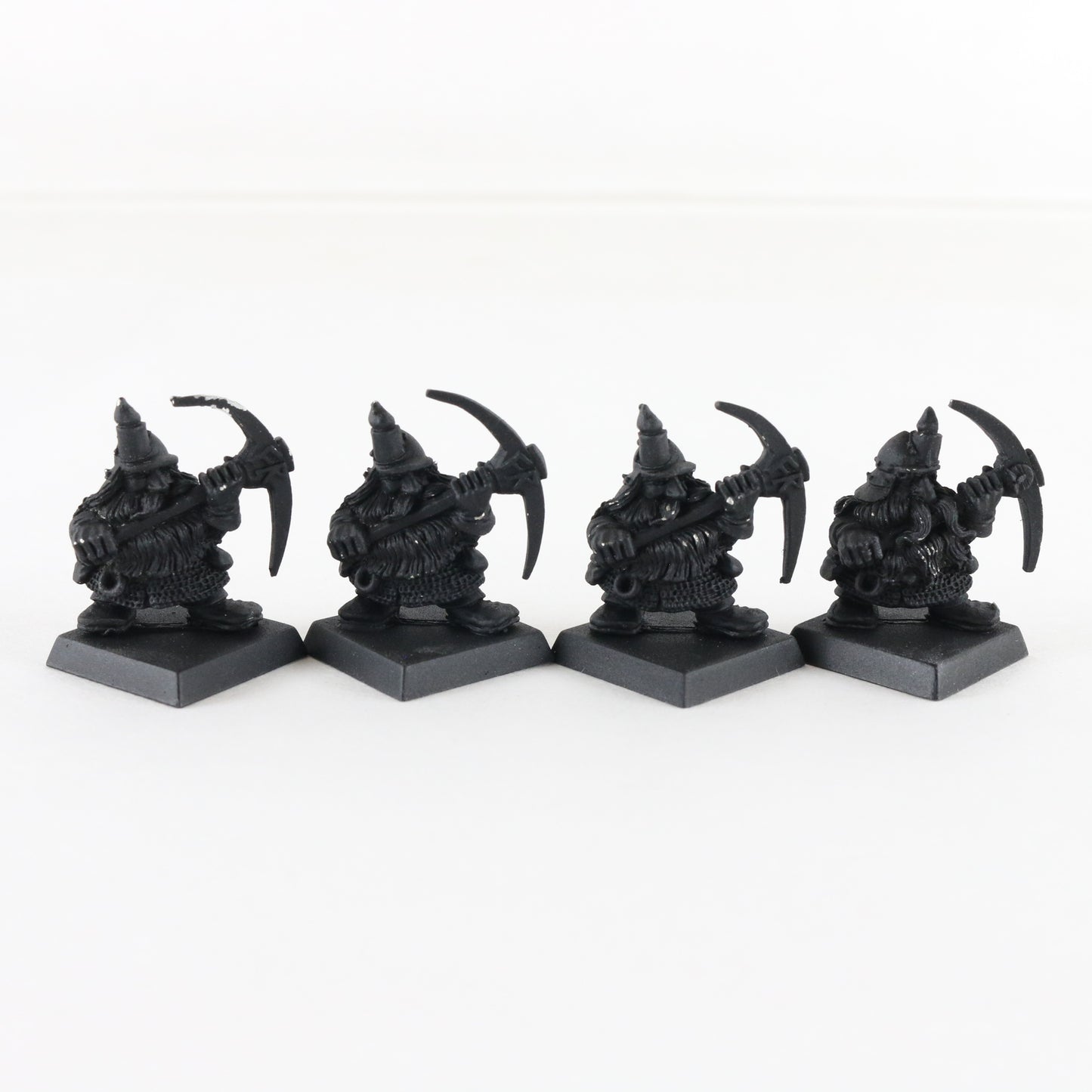 Lot Of 4 Dwarf Miners Citadel Warhammer 8044/2 Black Painted Metal Figures