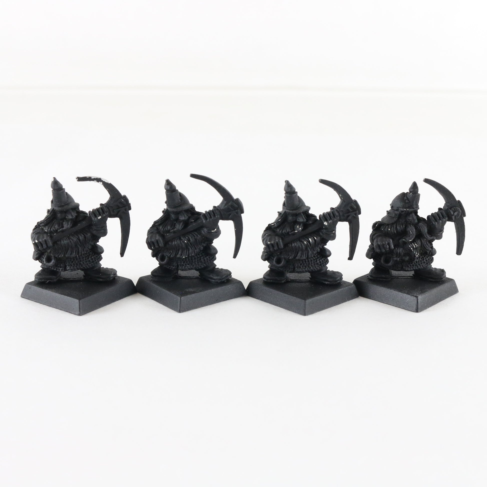 Lot Of 4 Dwarf Miners Citadel Warhammer 8044/2 Black Painted Metal Figures