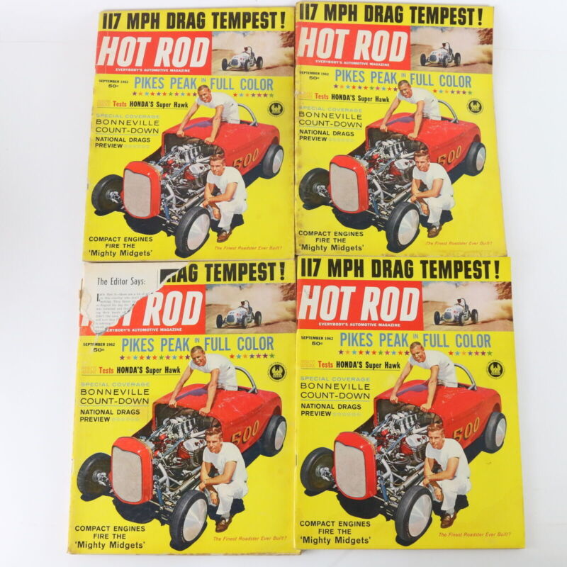 Lot Of 8 Hot Rod Pikes Peak Honda Super Hawk September 1962 Vintage Magazines