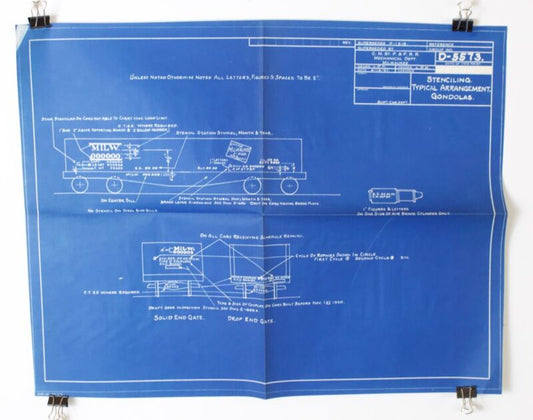 CMStP & PRR Milwaukee Gondola Stencil Blueprint D-5573 1937 18.5���