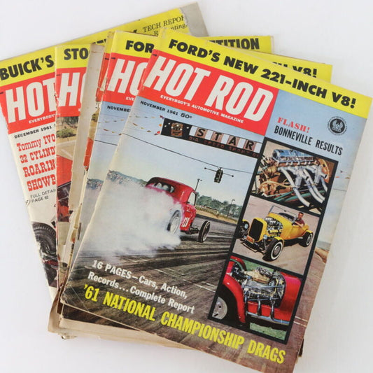 Lot Of 5 Hot Rod Ford Buick Stock Competition Aug Nov Dec 1961 Vintage Magazines