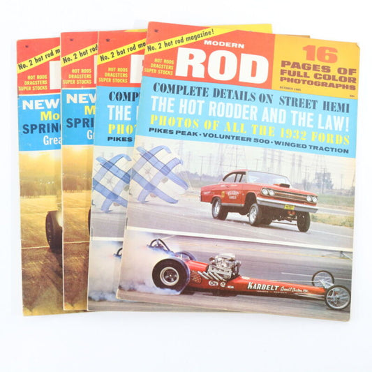 Lot Of 4 Modern Rod No 2 Dragsters Hot Rods Oct Nov 1965 Vintage Car Magazines