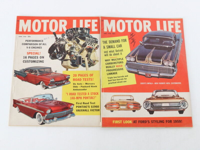 Lot Of 8 Motor Life Vintage Car Magazines Jan Feb March May July June 1958 35c