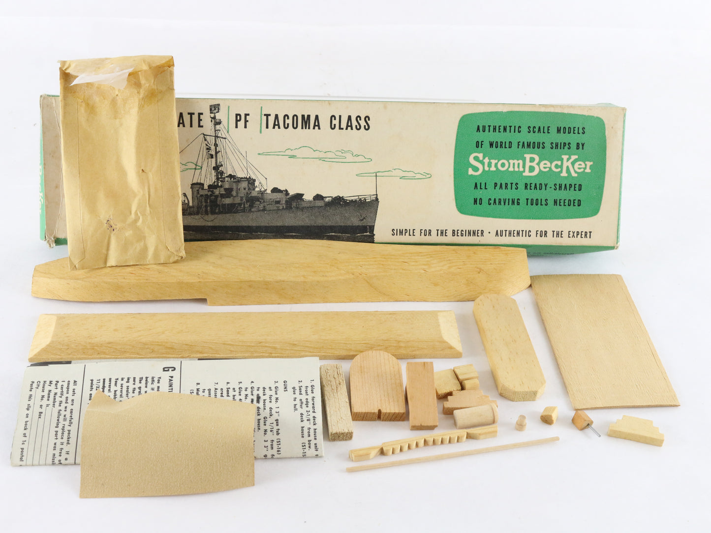 USS Tacoma Patrol Frigate Strombecker C17 Wood Military Ship Kit