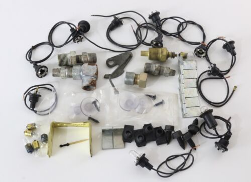 Lot Of Vintage Hot Rod Rat Rod Metal Gauge Parts Lights Bulbs & Misc Parts