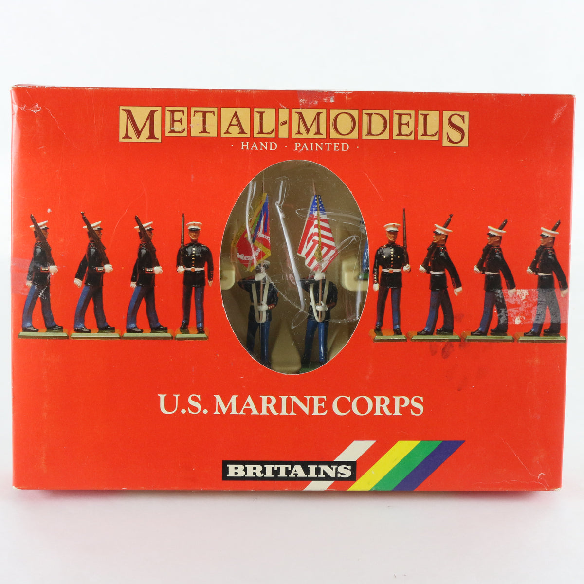 USMC National Flag & Marine Corp Standard Set Of 10 Britains 1:32 7303 Metal