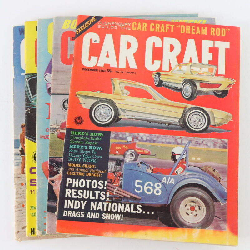 Lot Of 5 Car Craft July Aug Sep Nov Dec 1963 Vintage Car Magazines