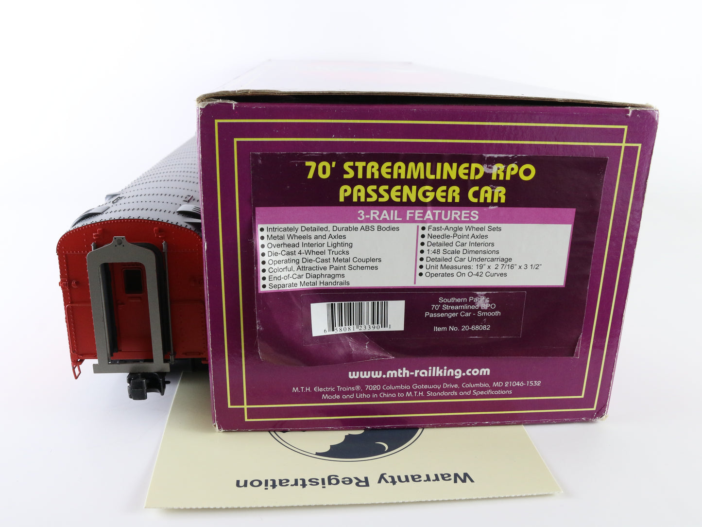 MTH O Southern Pacific Daylight Streamlined 70’ Rpo Smooth Passenger 20-68082