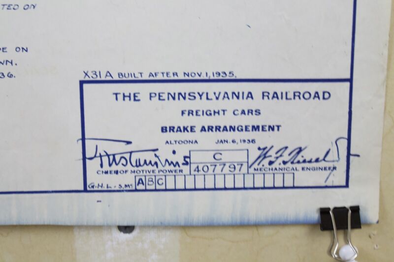 Pennsylvania Railroad Freight Cars X-31A Brake Arrangement 407797C 34��� Blueprint