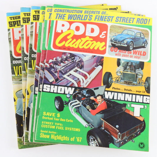 Lot Of 6 Rod & Custom July & August 1967 Vintage Car Magazines